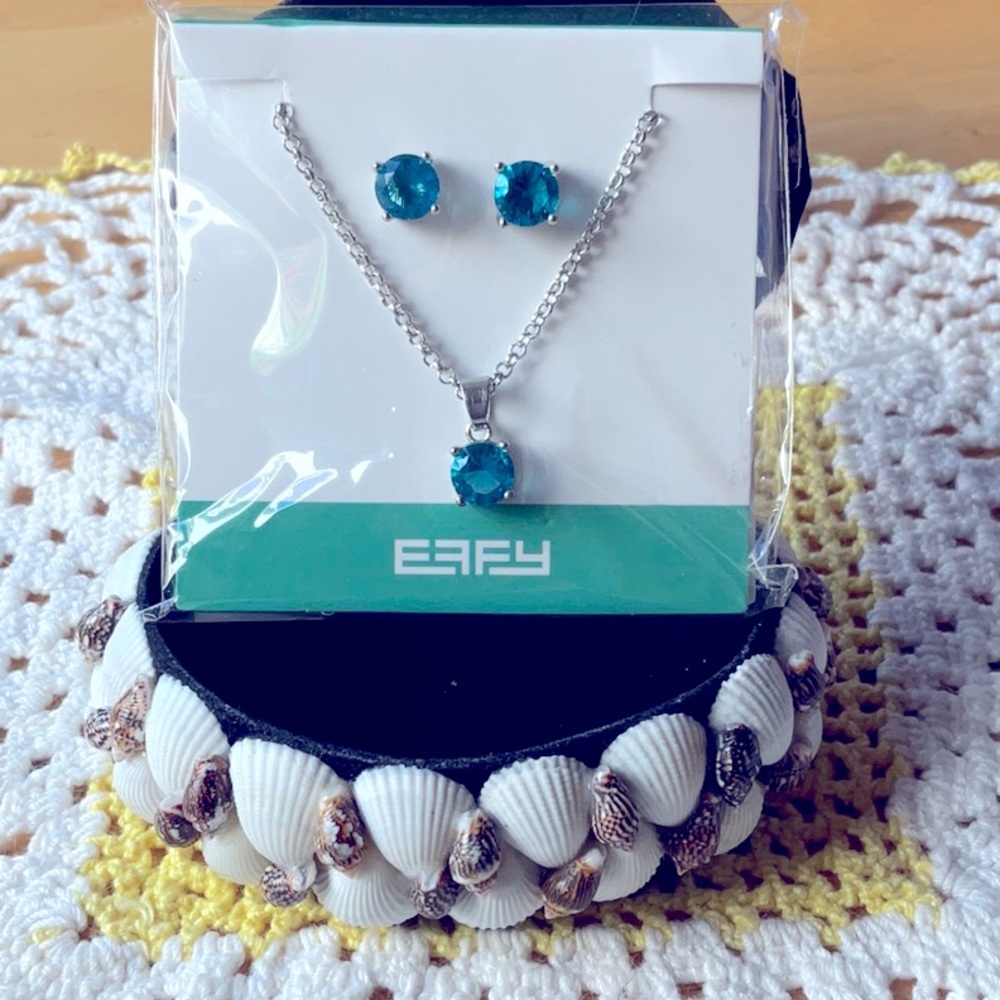 🐚  EFFY AQUA BLUE NECKLACE AND EARRINGS 🐚 NWOT 🐚